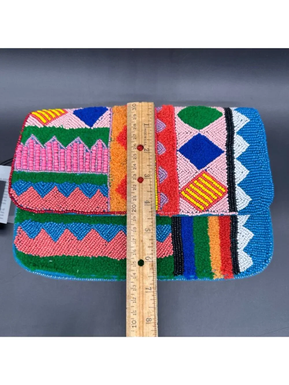 Geometric Shoulder Bag Purse Colorful Blue Clutch Bold Boho America & Beyond - Picture 7 of 9